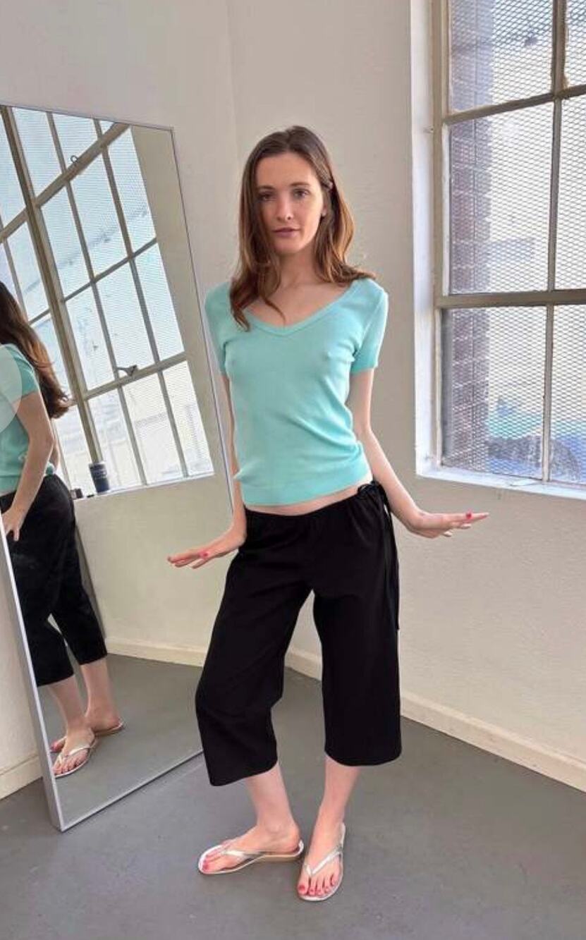 Brooke Callahan black tie capris cotton poplin pants XL
